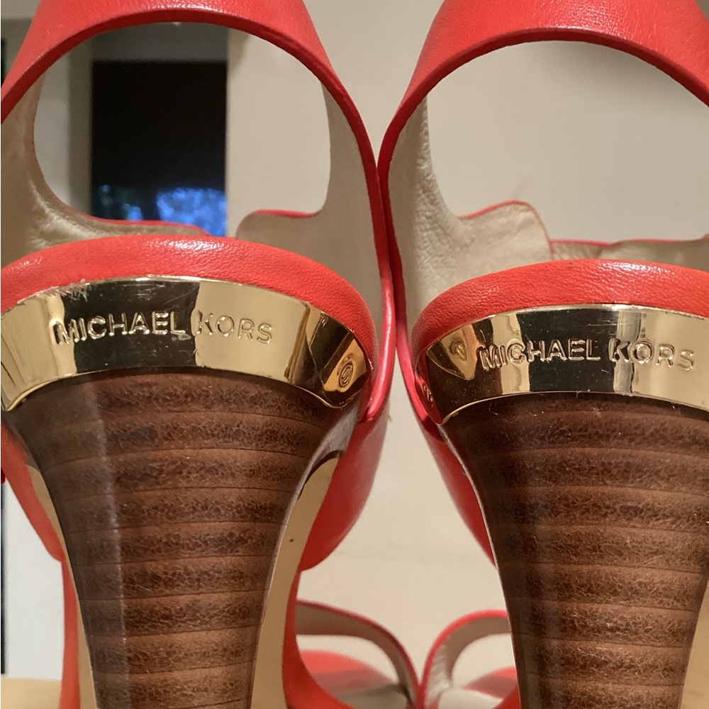 Michael Kors Becca Leather Platform Sandel in Mandarin 9M - Picture 3 of 12